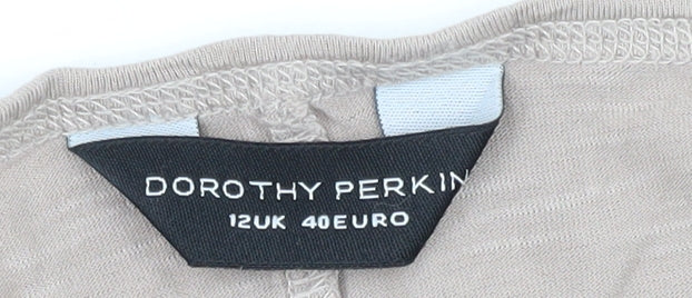 Womens UK Size 12 Dorothy Perkins Beige Basic T-Shirt