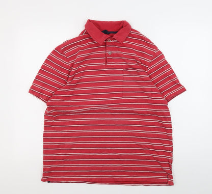 Marks and Spencer Men’s Red Medium Striped Polo