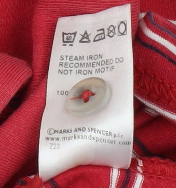 Marks and Spencer Men’s Red Medium Striped Polo