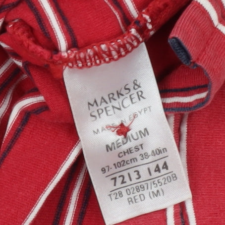 Marks and Spencer Men’s Red Medium Striped Polo