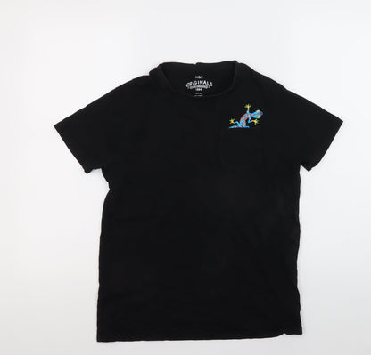 Marks and Spencer Boys Black T-Shirt 12-13 Years with Pocket