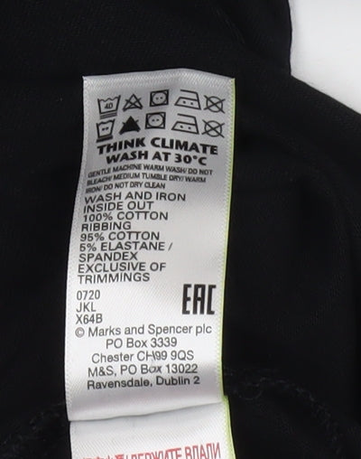 Marks and Spencer Boys Black T-Shirt 12-13 Years with Pocket