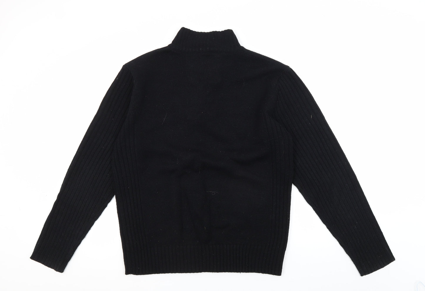 Blue Inc Men's Black Henley Jumper Size L