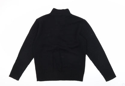 Blue Inc Men's Black Henley Jumper Size L