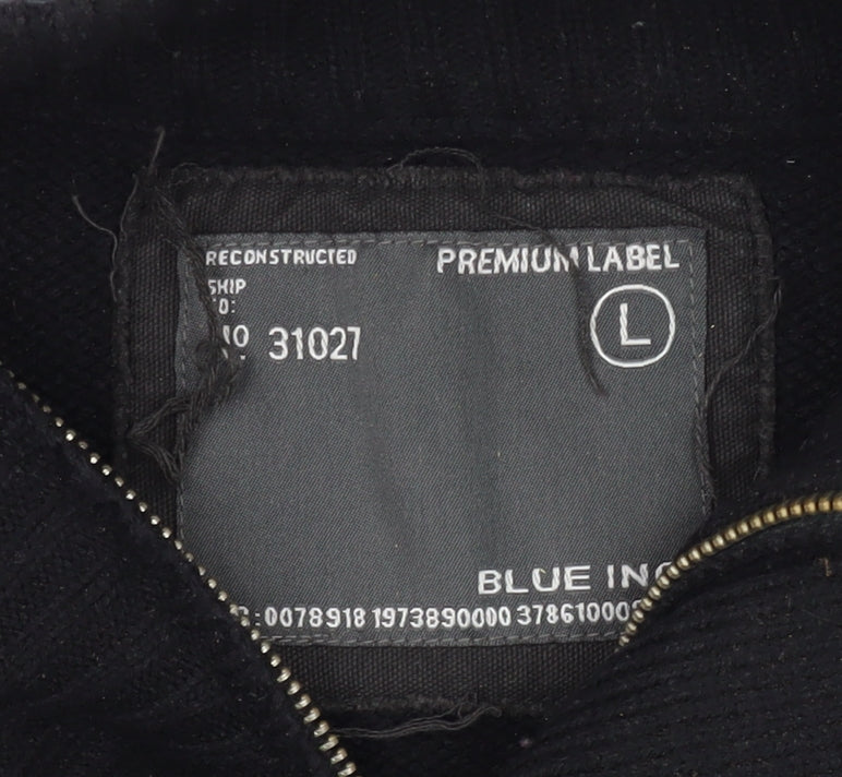 Blue Inc Men's Black Henley Jumper Size L