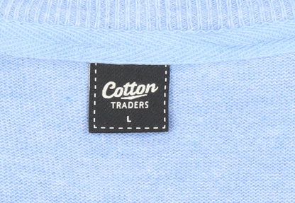 Cotton Traders Men's Blue Pullover Jumper, L, V-Neck