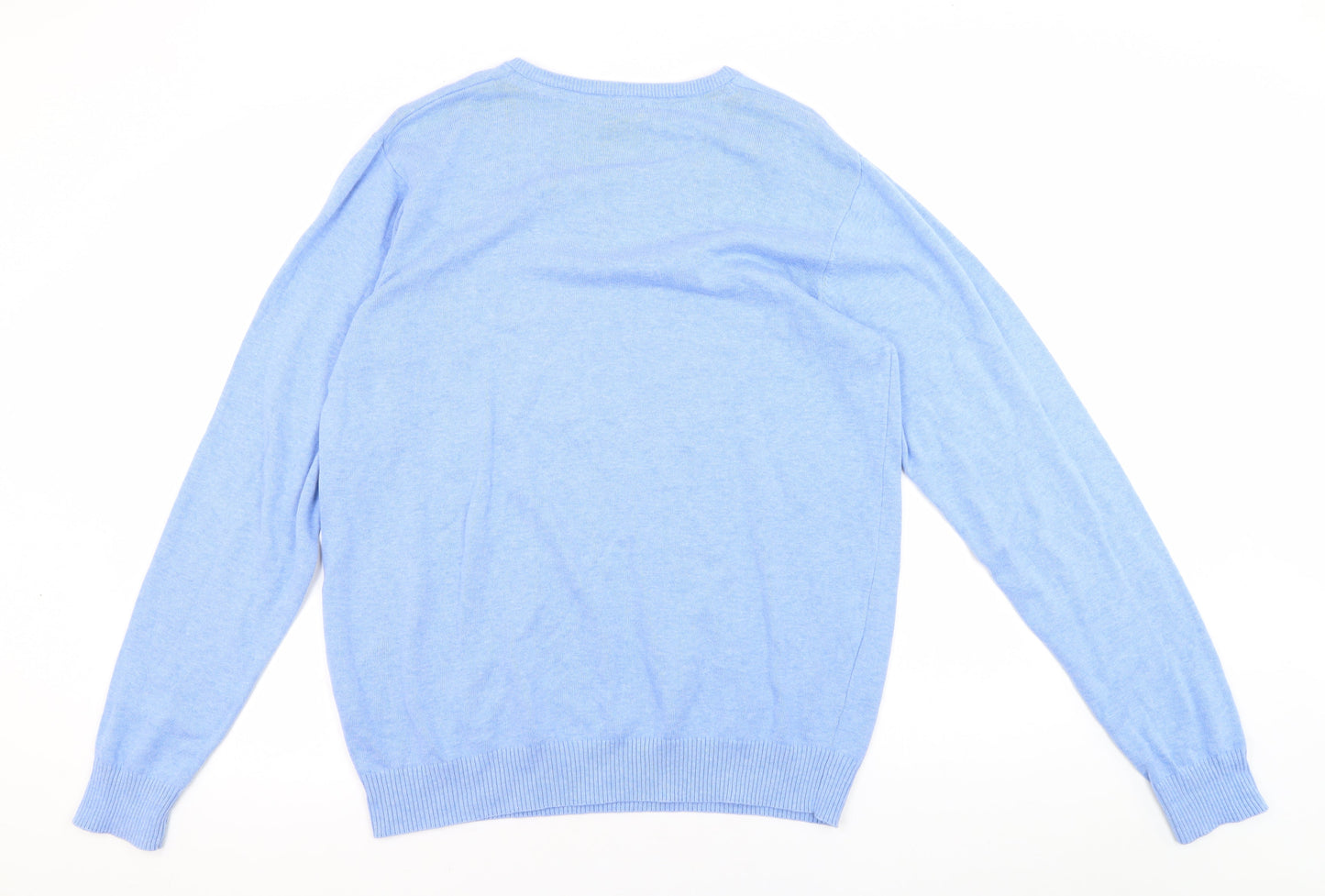 Cotton Traders Men's Blue Pullover Jumper, L, V-Neck