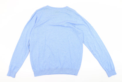 Cotton Traders Men's Blue Pullover Jumper, L, V-Neck
