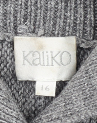 Womens UK Size 16 Kaliko Grey Cardigan Jumper