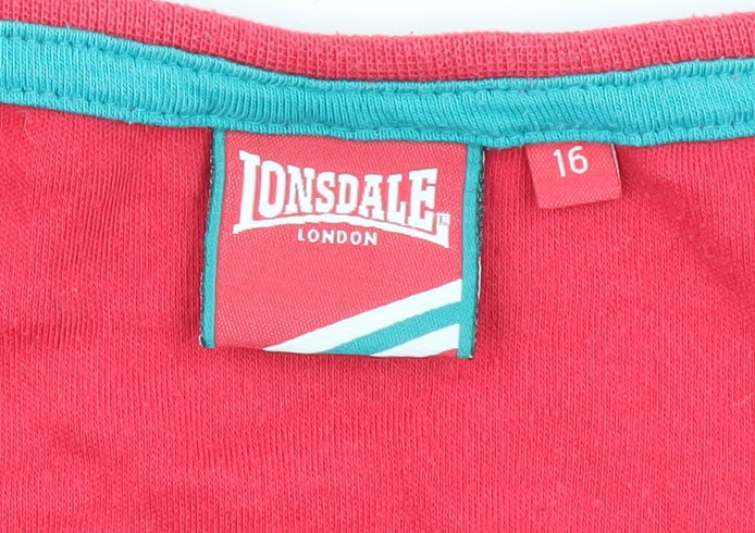 Lonsdale Women's Red Gym T-Shirt Size 16