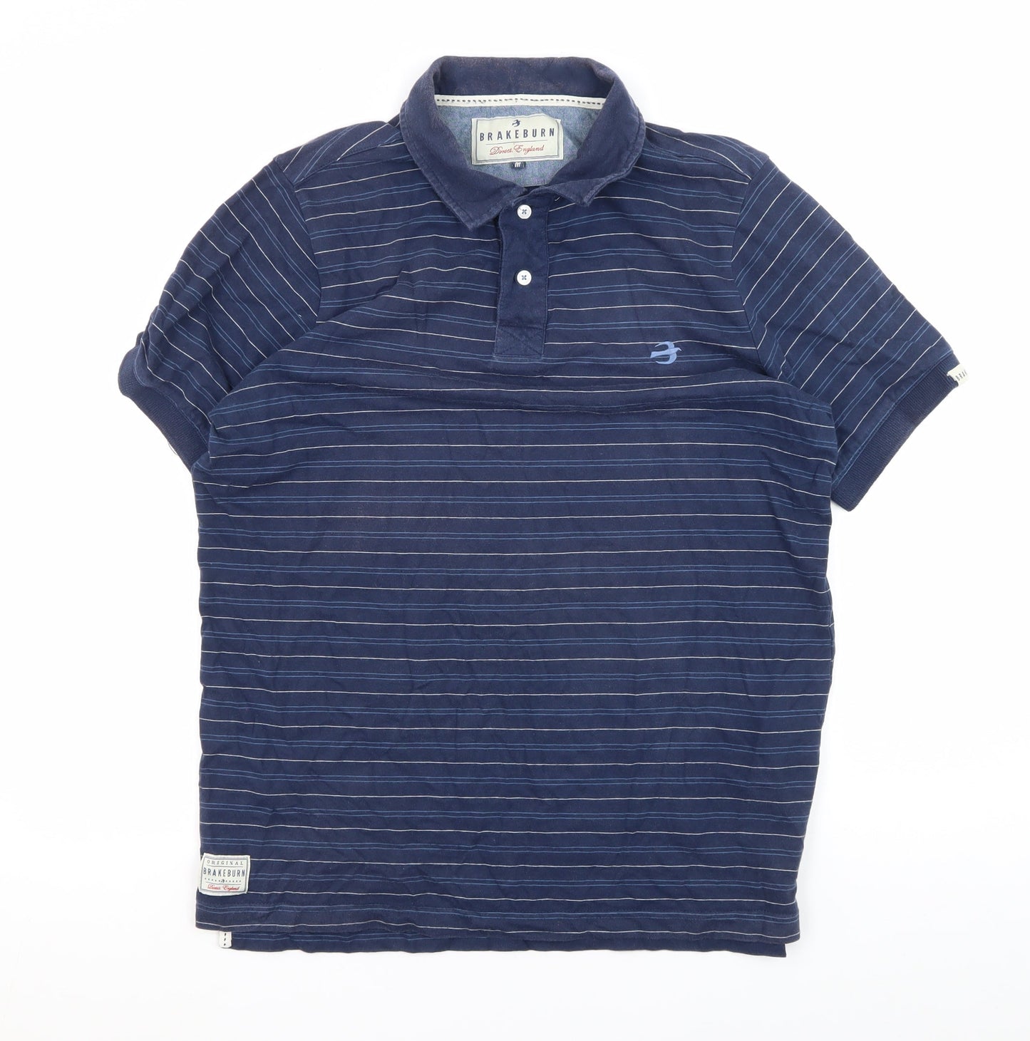 Brakeburn Men's Blue Striped Polo Shirt M