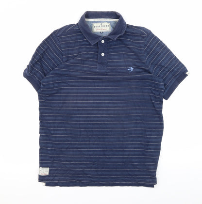 Brakeburn Men's Blue Striped Polo Shirt M