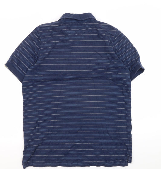 Brakeburn Men's Blue Striped Polo Shirt M