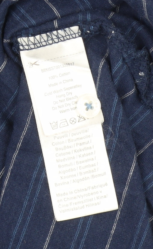 Brakeburn Men's Blue Striped Polo Shirt M