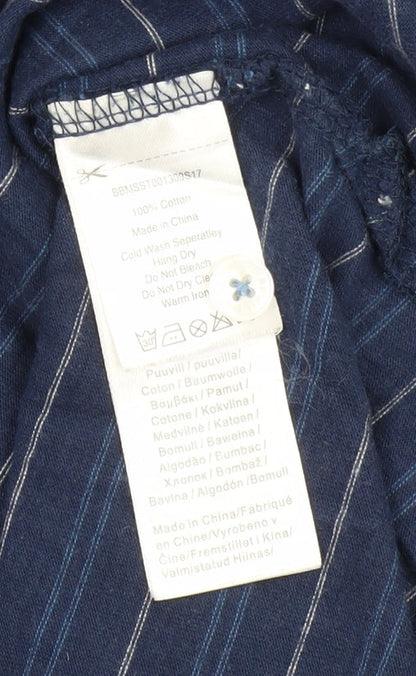 Brakeburn Men's Blue Striped Polo Shirt M