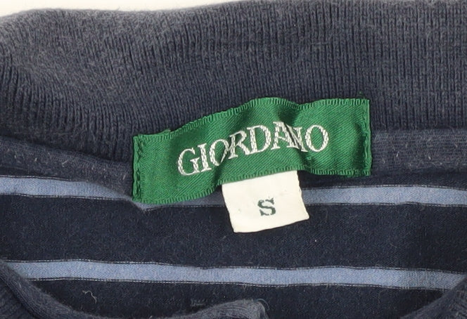 Giordano Boys Blue Striped Polo Shirt S, Casual Button-Down