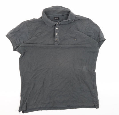 Diesel Men's Grey Polo Short Sleeve Logo S