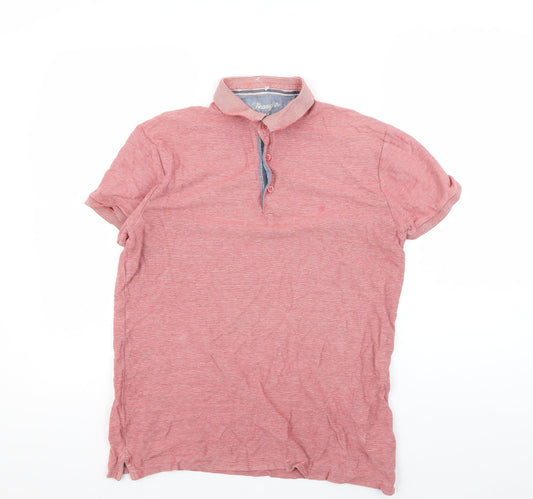 Wrangler Men's Red Striped Polo Shirt Size 12 Casual
