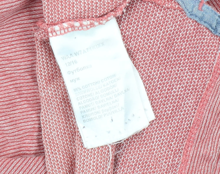 Wrangler Men's Red Striped Polo Shirt Size 12 Casual