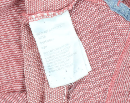 Wrangler Men's Red Striped Polo Shirt Size 12 Casual