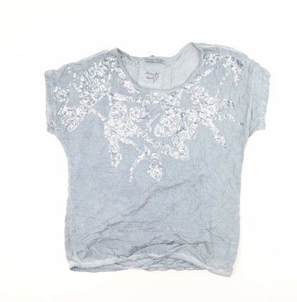 Barbara Lebek Women's Blue Sequin T-Shirt Size 14