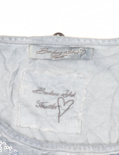 Barbara Lebek Women's Blue Sequin T-Shirt Size 14