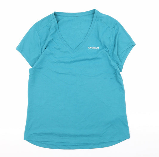 LA Gear Women's Blue V-Neck T-Shirt, Size 14, Activewear