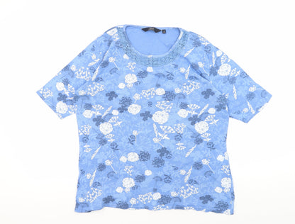 Womens UK Size 14 Isle Essentials Blue  T-Shirt