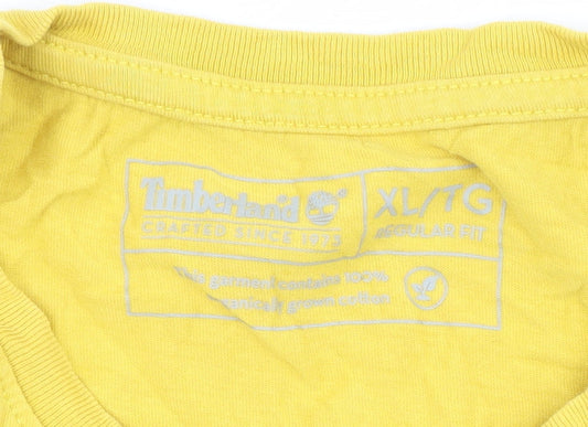 Timberland Men's Yellow Cotton Logo T-Shirt XL
