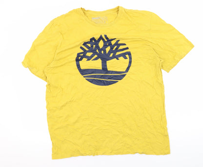 Timberland Men's Yellow Cotton Logo T-Shirt XL