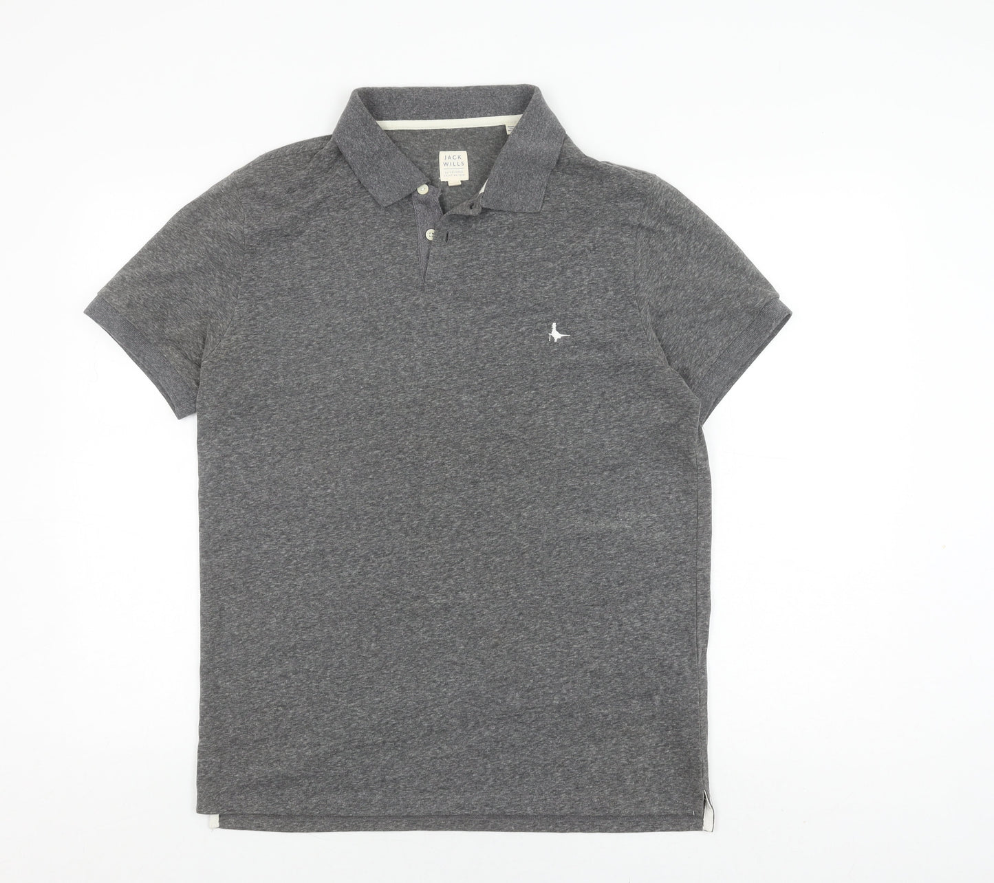 Jack Wills Grey Men's Polo, Size L, Short Sleeve, Casual