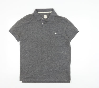 Jack Wills Grey Men's Polo, Size L, Short Sleeve, Casual