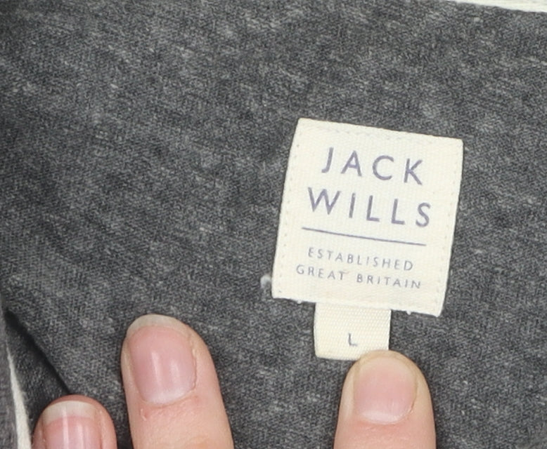Jack Wills Grey Men's Polo, Size L, Short Sleeve, Casual