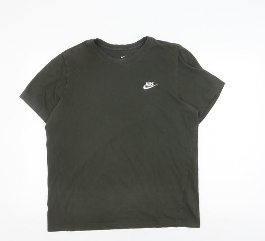 Nike Men's Green L T-Shirt Logo Short Sleeve