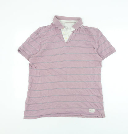 White Stuff Men's Purple Striped Polo Shirt L