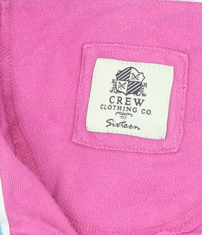 Crew Clothing Co Girls Pink Polo T-Shirt, Short Sleeve 16 Years