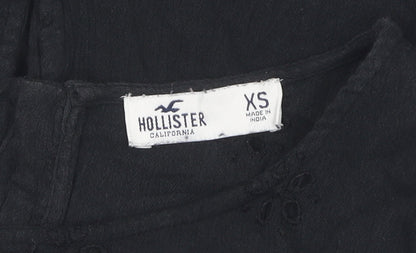 Hollister Women's Black Lace Cropped Blouse XS