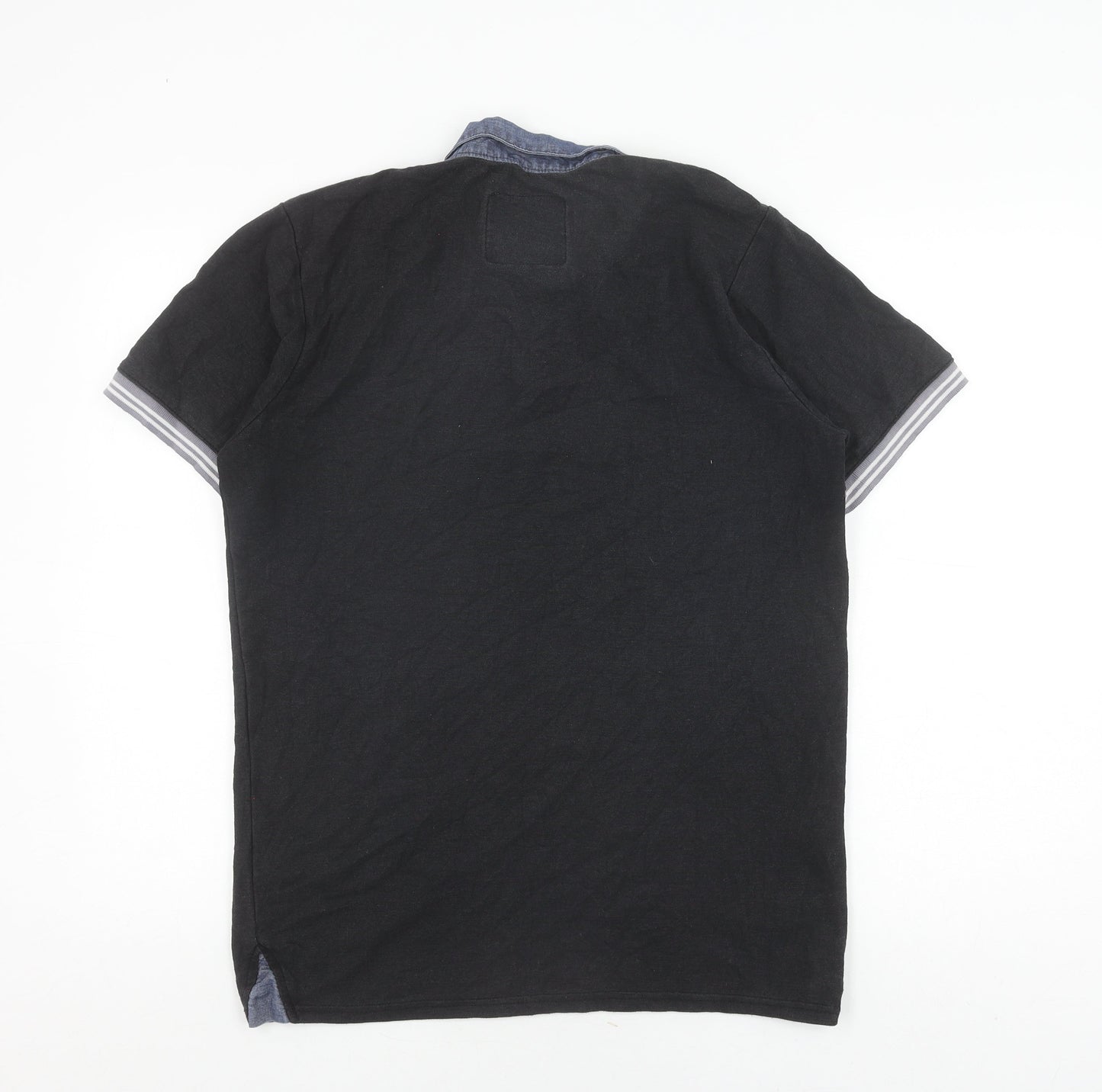 G33 Men's Black Polo L Short Sleeve Button Top