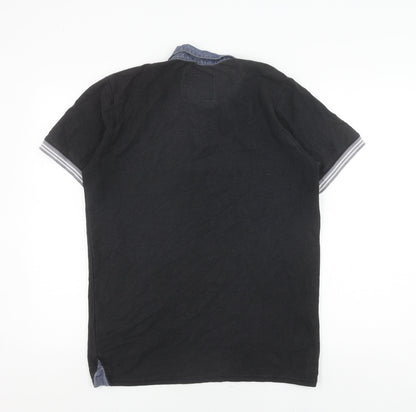 G33 Men's Black Polo L Short Sleeve Button Top