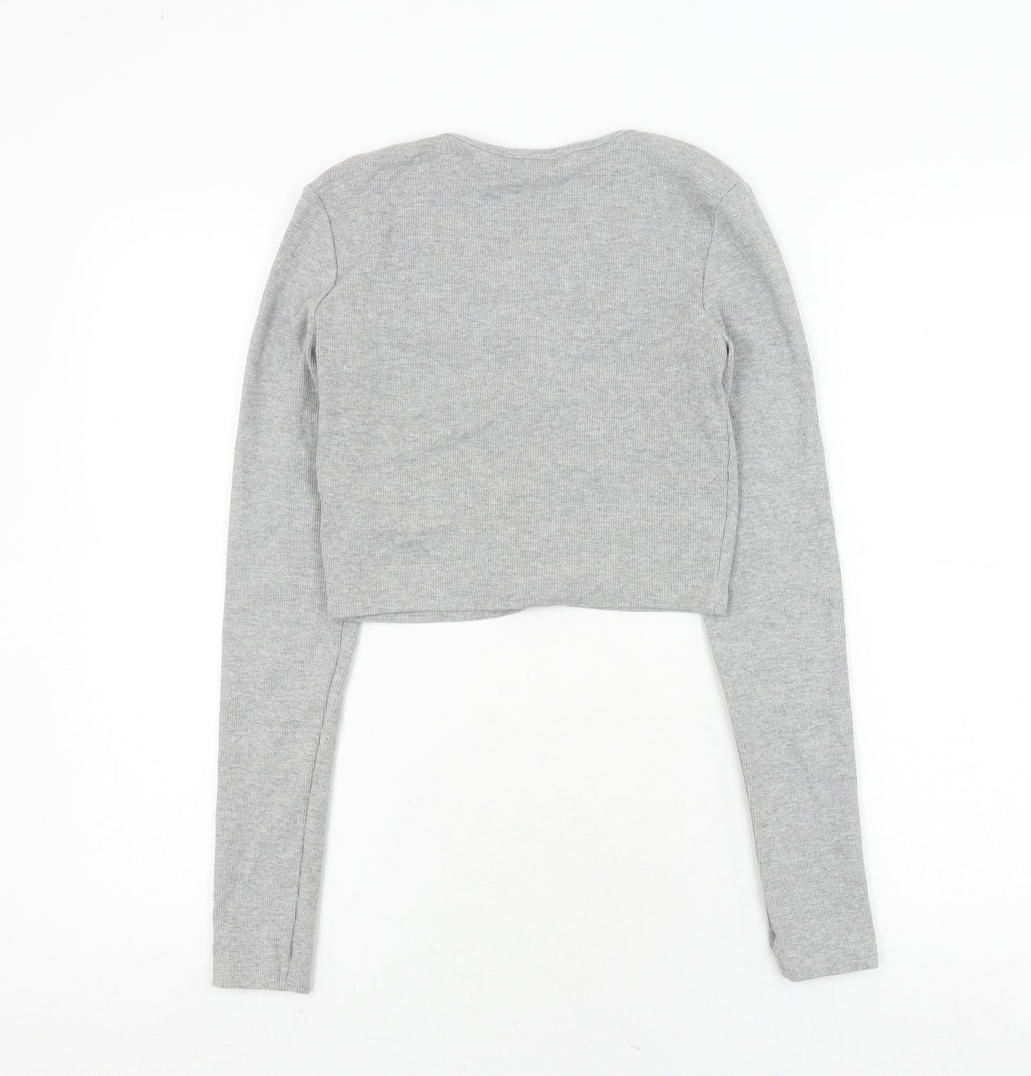 Womens UK Size 26 Zara Grey Cropped Button-Up