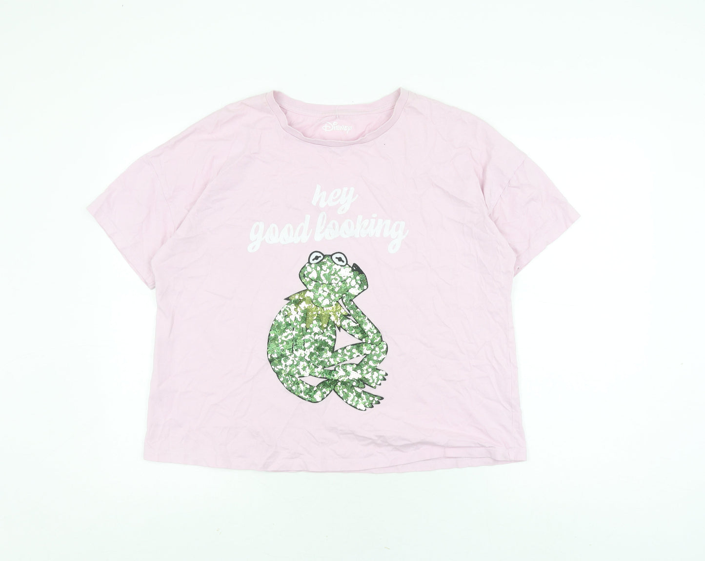 Womens UK Size 16 Disney Pink Basic T-Shirt