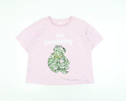 Womens UK Size 16 Disney Pink Basic T-Shirt
