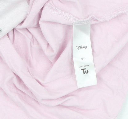 Womens UK Size 16 Disney Pink Basic T-Shirt