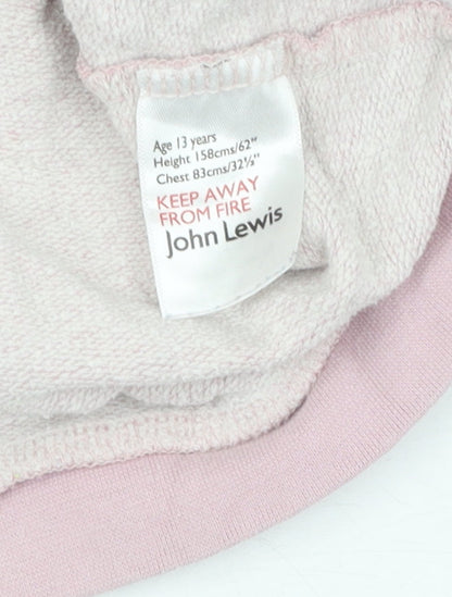 John Lewis Girls Pink Heart Pullover Jumper Size 13 Years