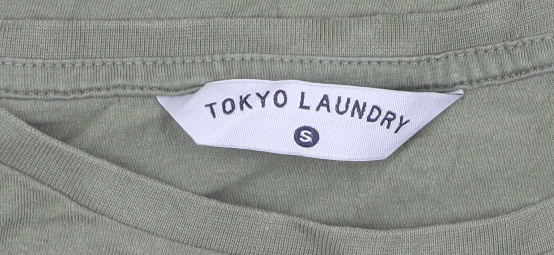 Womens UK Size S Tokyo Laundry Green Basic T-Shirt