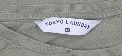 Womens UK Size S Tokyo Laundry Green Basic T-Shirt