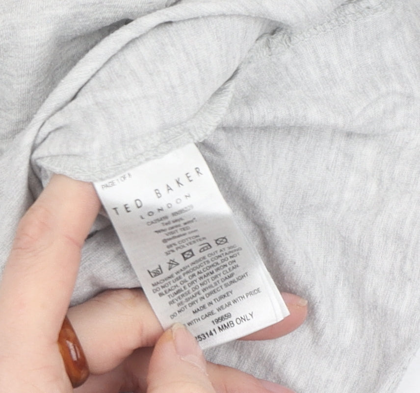 Ted Baker Men's Grey Crew Neck T-Shirt, L, Short Sleeve