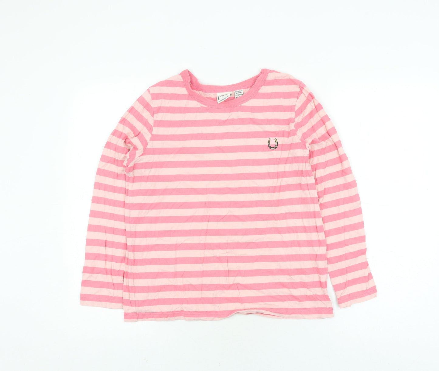 Joanie Girls Pink Striped Ringer T-Shirt XS
