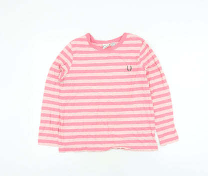 Joanie Girls Pink Striped Ringer T-Shirt XS