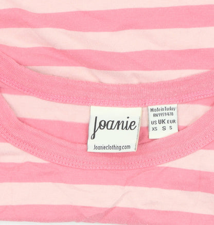 Joanie Girls Pink Striped Ringer T-Shirt XS